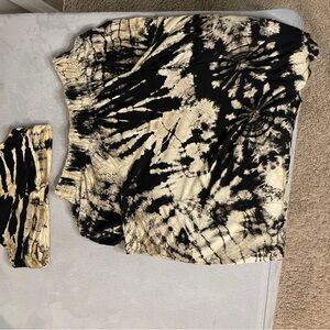 Black and Cream Tie-Dye Shorts Set